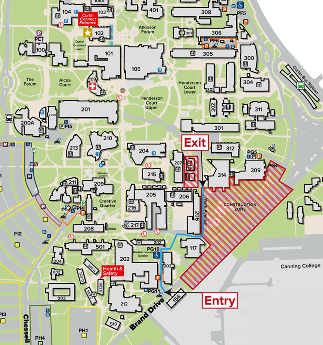 Map demonstrating closures to Wark Avenue.