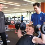 Student working out at Curtin Stadium gym.