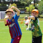 Kids playing cricket and enjoying the Carnaby Kids Birak School Holiday Program.