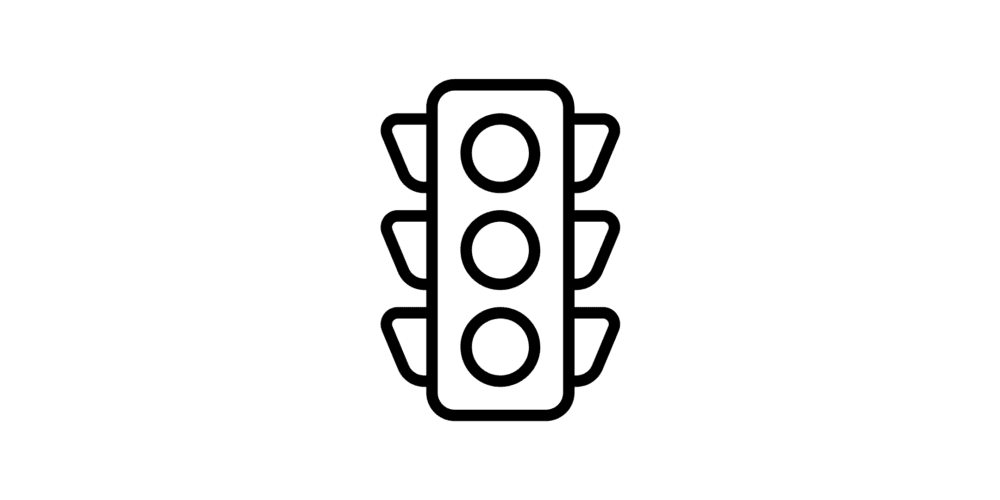 Traffic light icon. Represents Tokyo’s Intelligent Transportation System, a smart city technology.