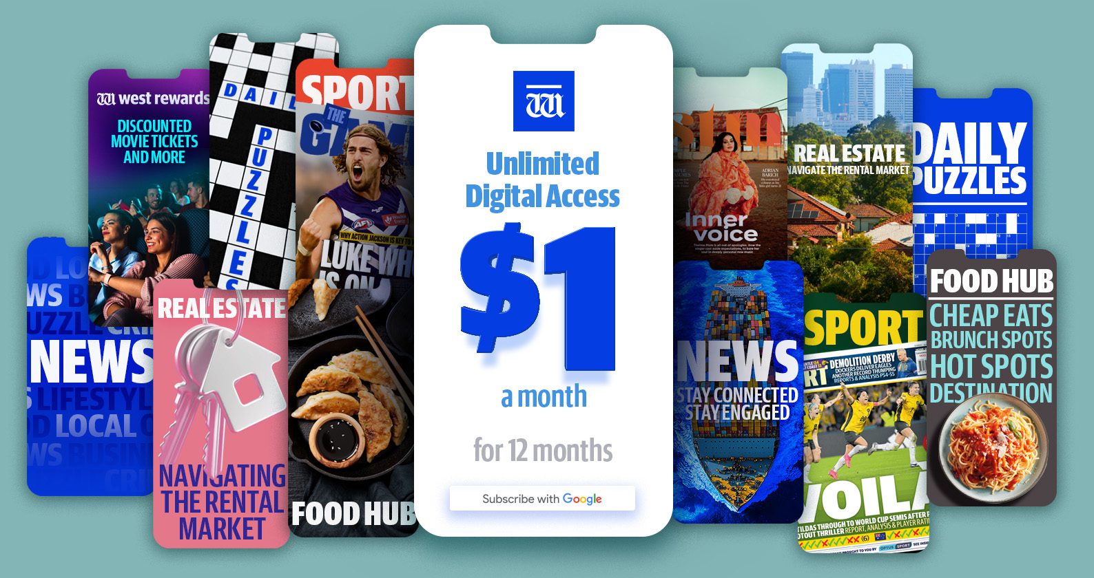 Design that reads 'Unlimited Digital Access $1 a month for 12 months'