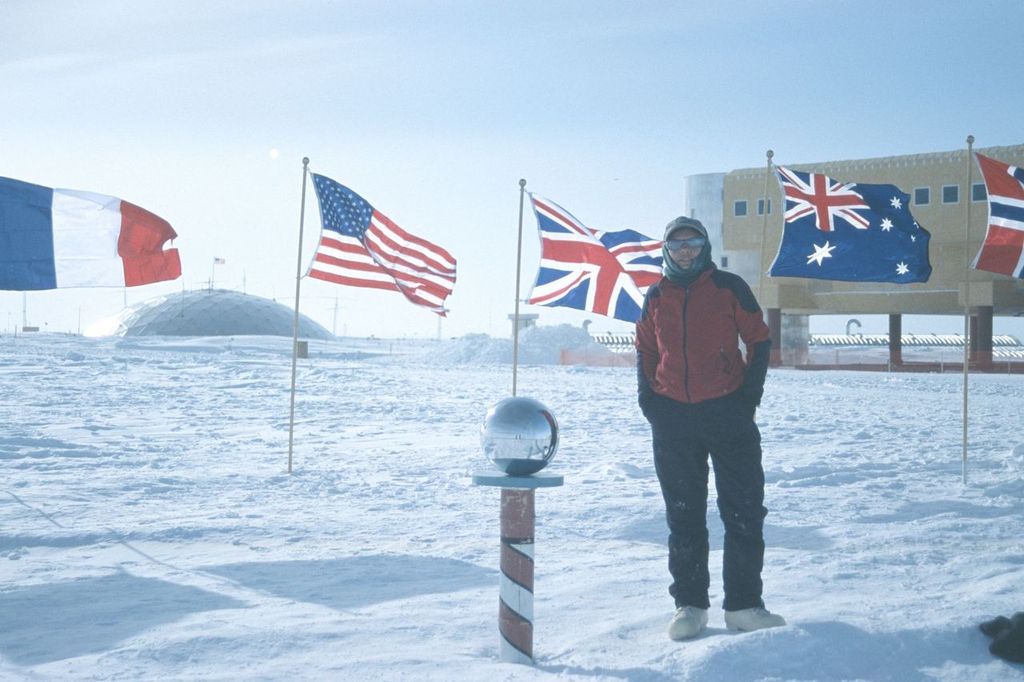 Professor Gretchen Benedix hunting for meteorites in Antarctica