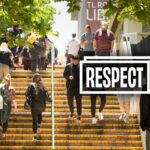 Student walk on campus during Respect at Uni Week