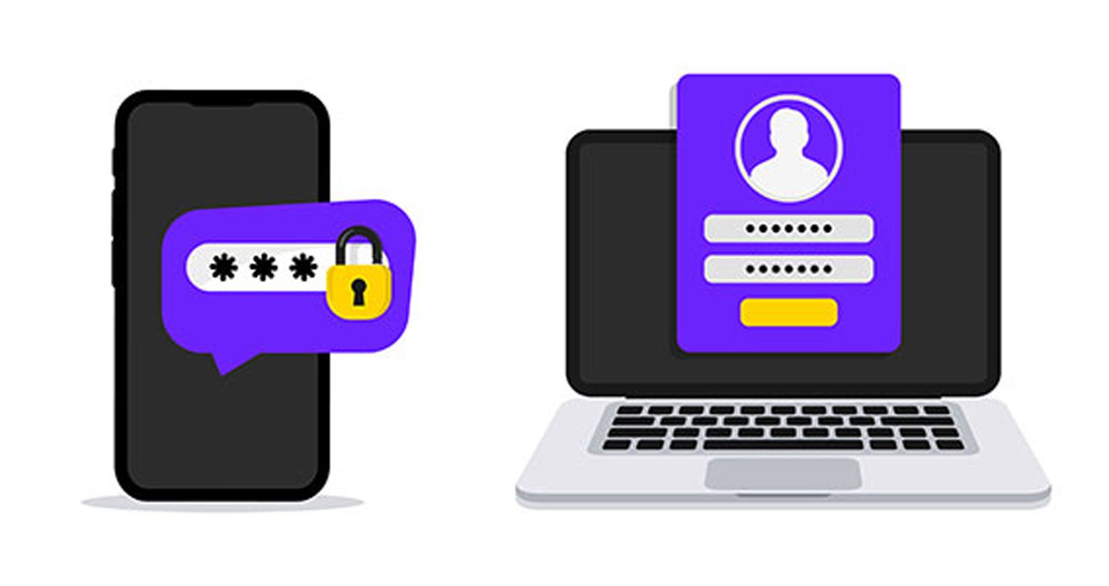 A phone and a laptop with lock graphics overlayed.