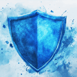 Blue shield graphic.