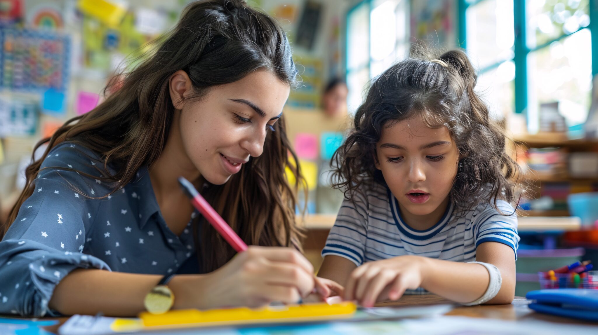 Image of a child and a tutor