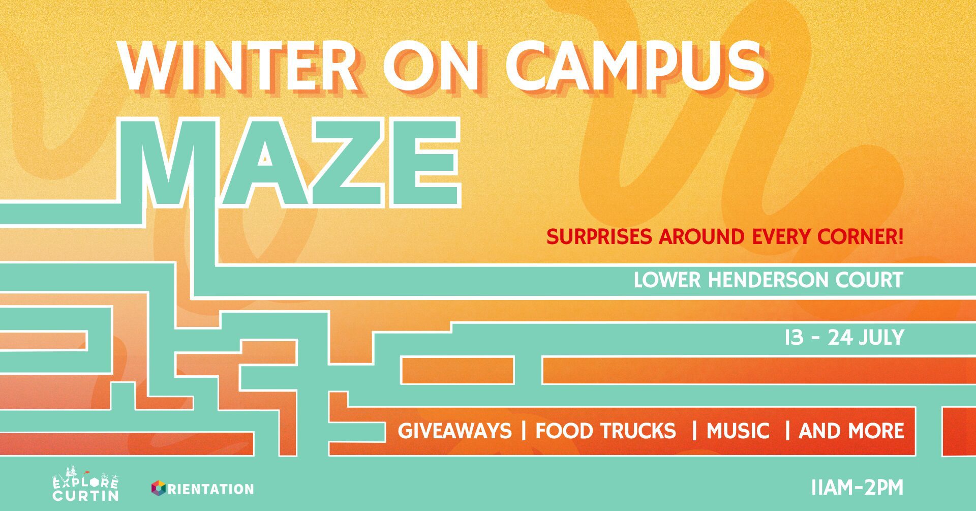Winter on campus maze graphic.