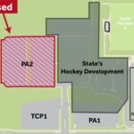 Map of Curtin campus pointing to PA2 closure