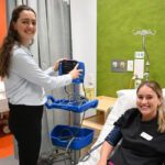 Two students in the simulated hospital ward.