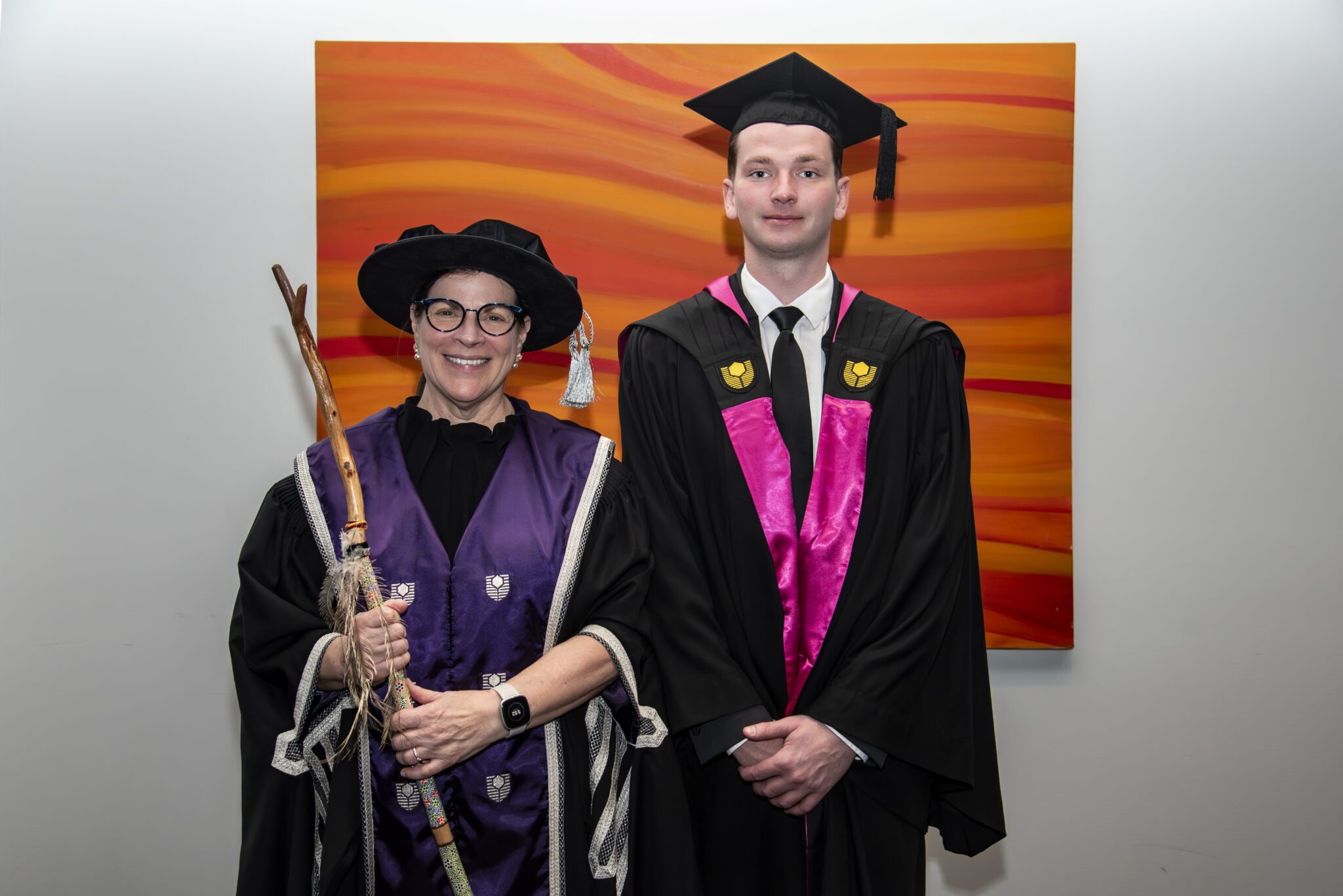 Curtin Vice-Chancellor Professor Harlene Hayne with Bachelor of Innovation graduate Matthew Grundy.