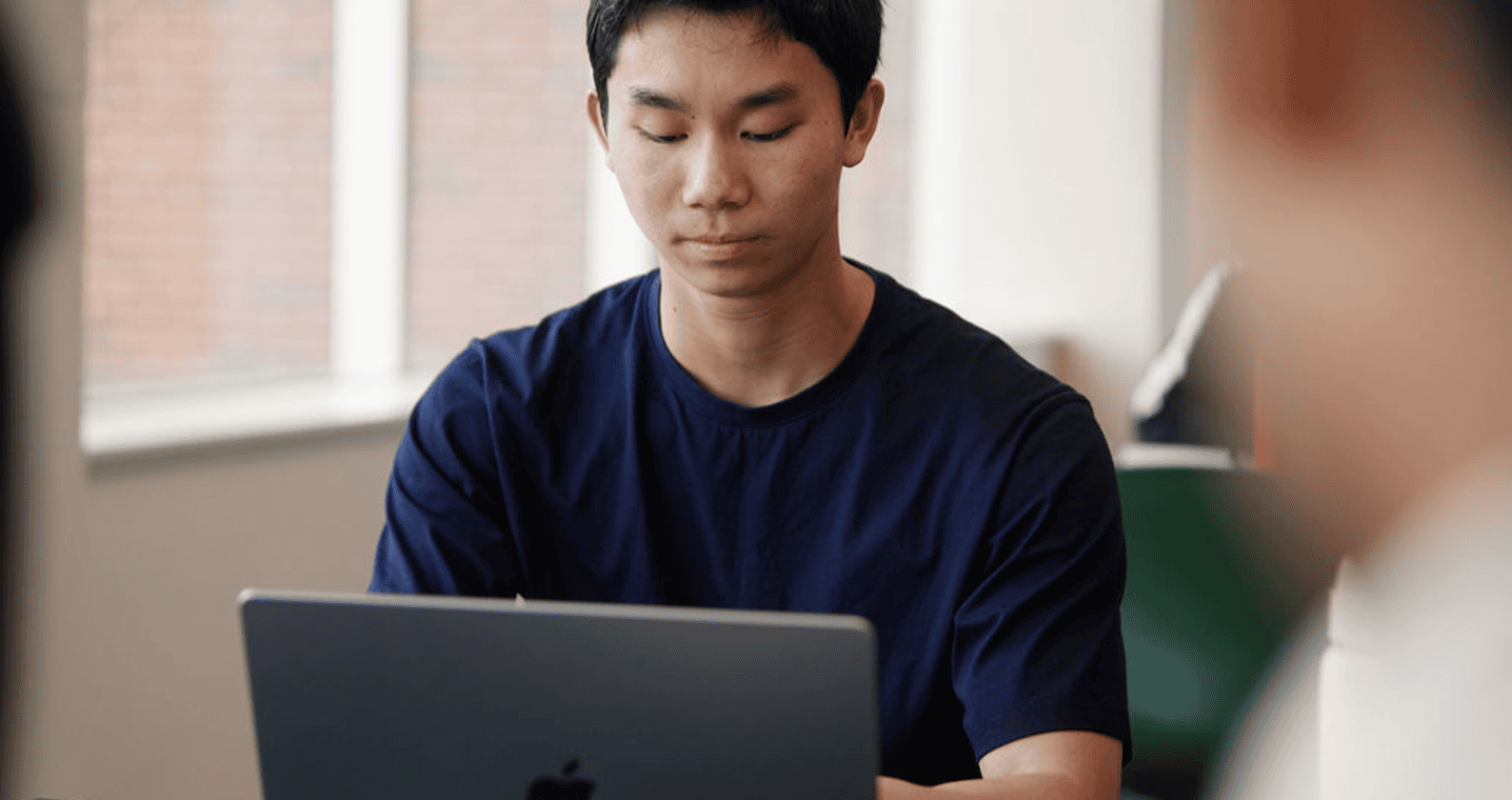 Student using a laptop for study