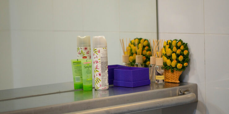 Some toiletries in the female wudhu area