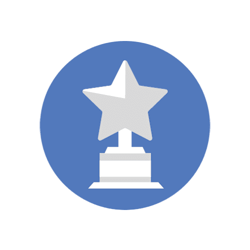 blue circle with star shaped trophy