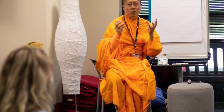 Buddhist monk talking