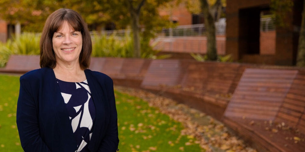Vice-Chancellor Harlene Hayne stands outside at the Curtin Perth campus - play video