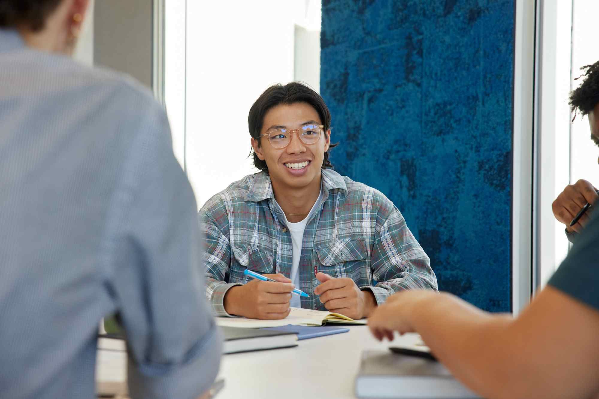 Male student in class