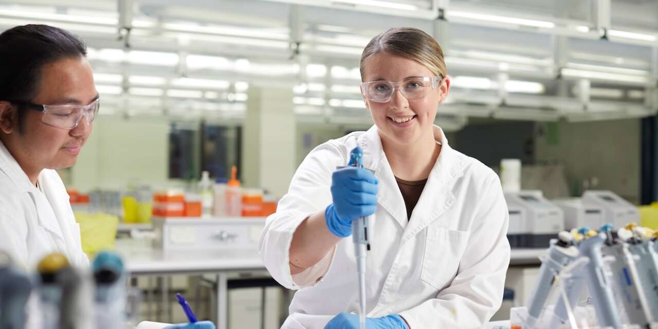 Female student in lab