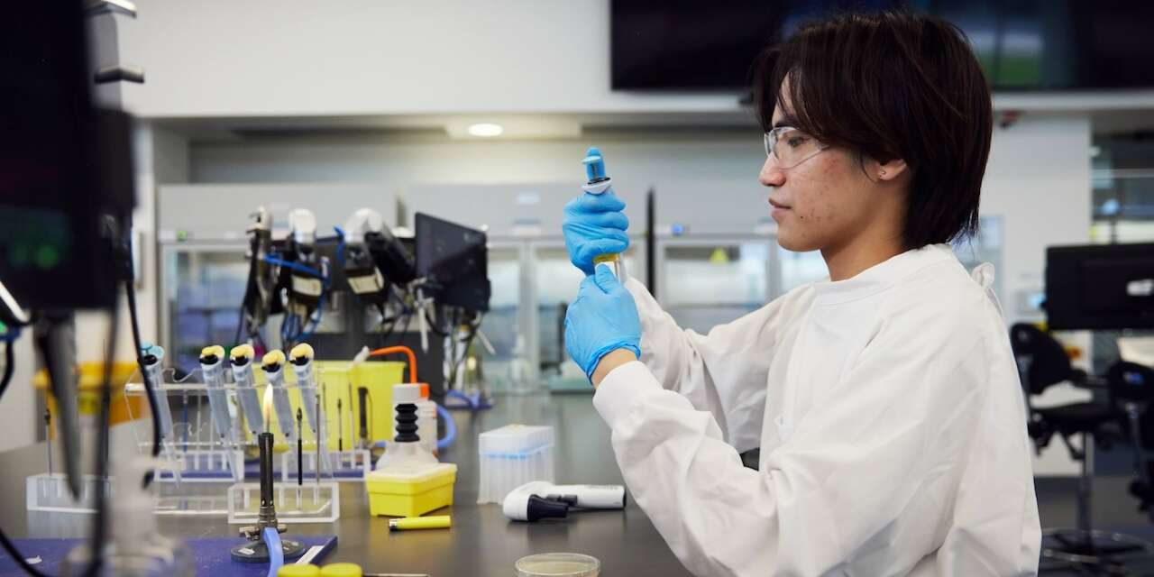 Female student in lab