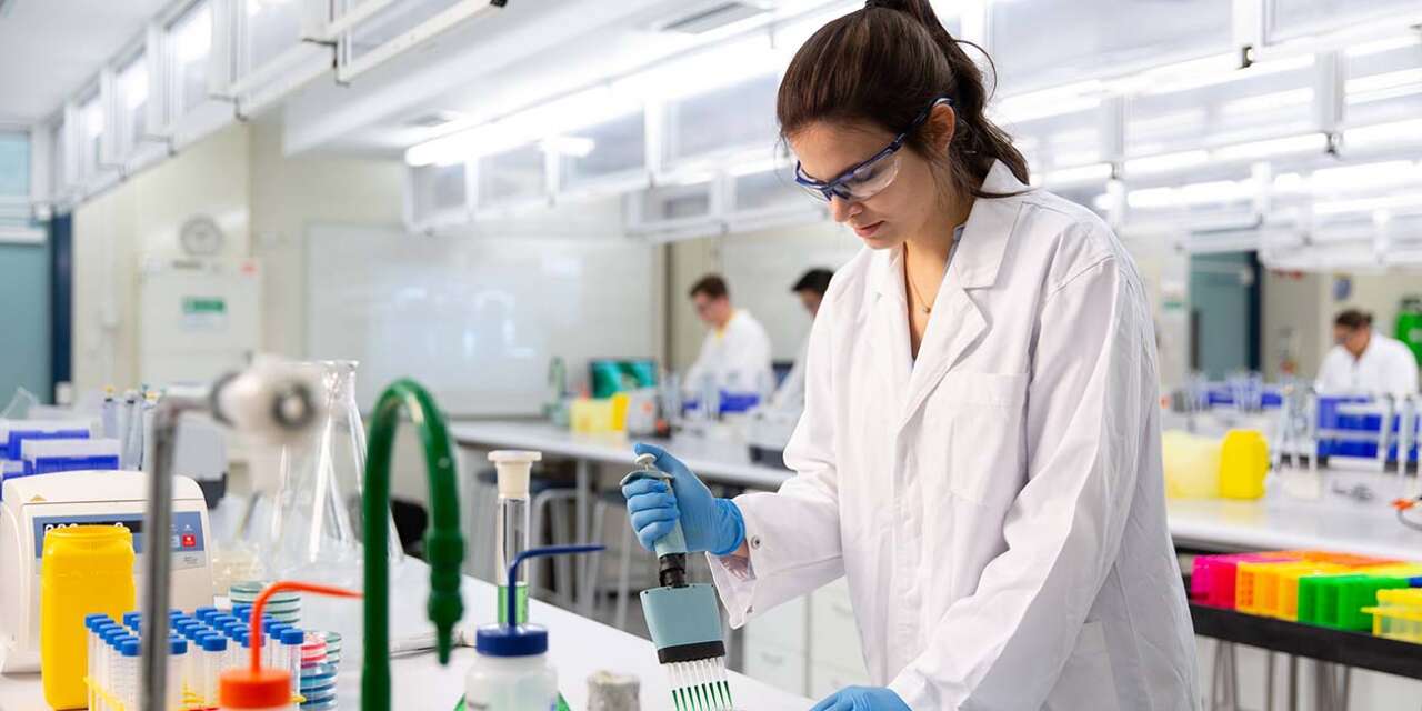 Female student in lab