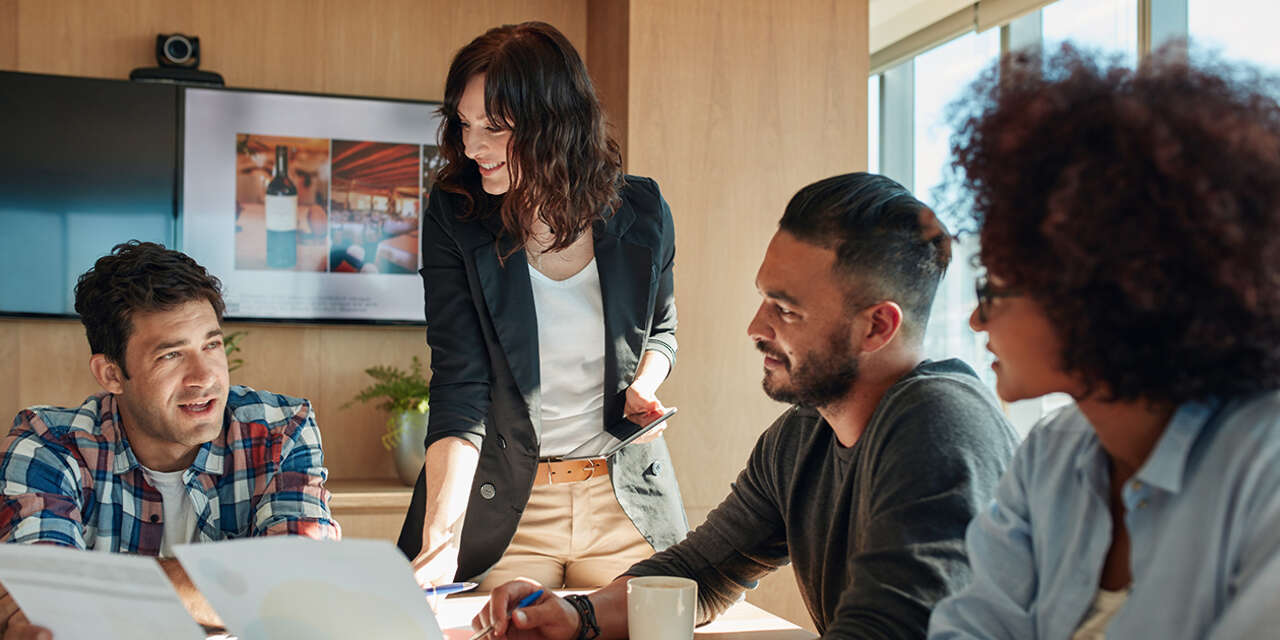 Group of business people in a modern office