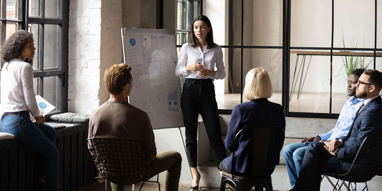 Businesswoman giving a presentation