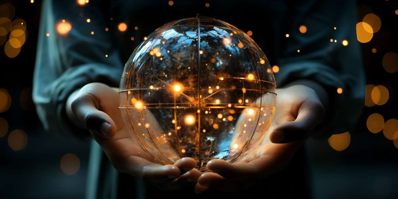 Hands holding a transparent ball