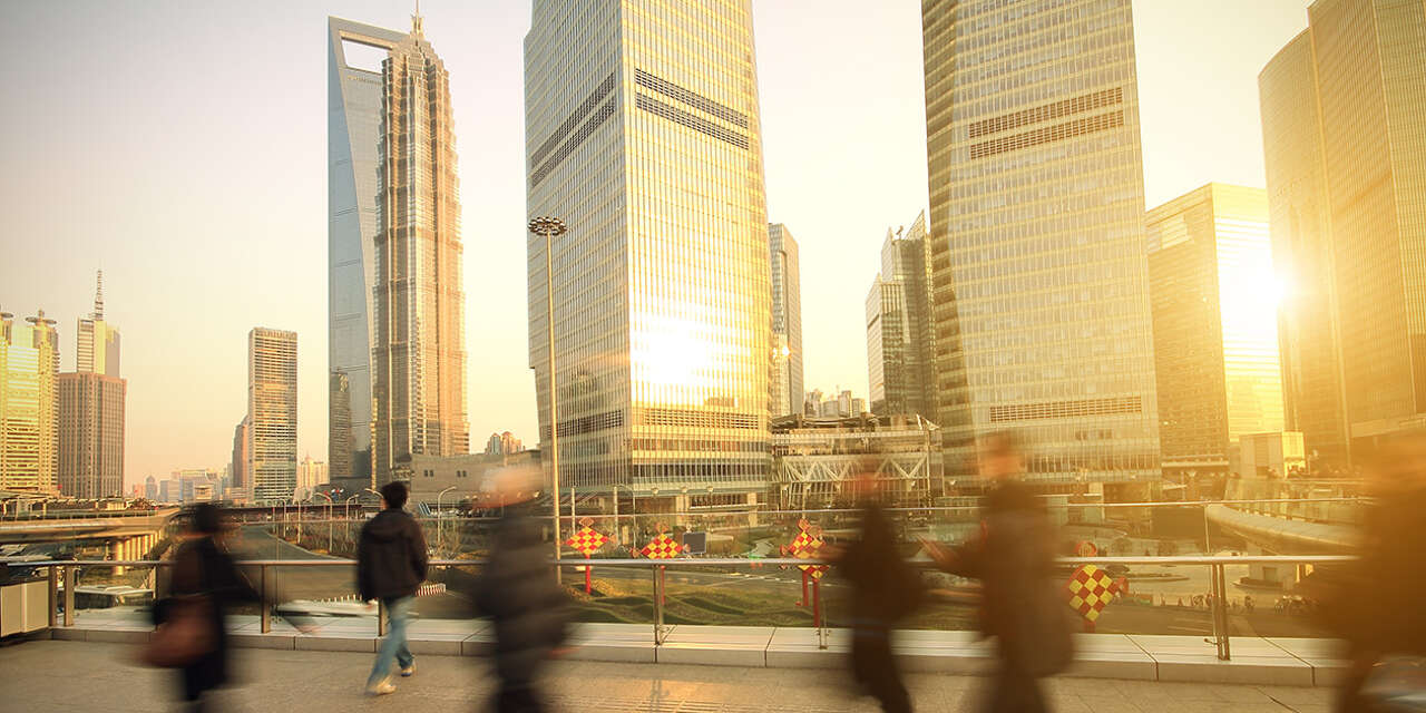 Pedestrians in a busy city street