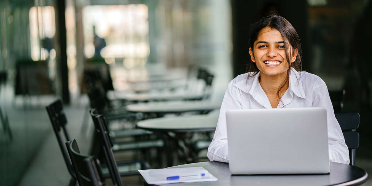 Student working at a computer