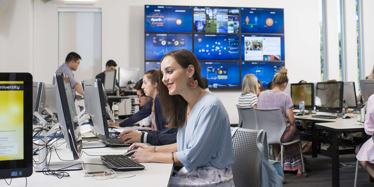 Student studying in the Agency