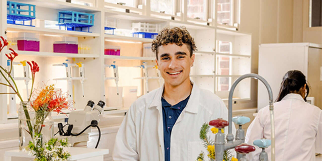 Student working on samples in the laboratory