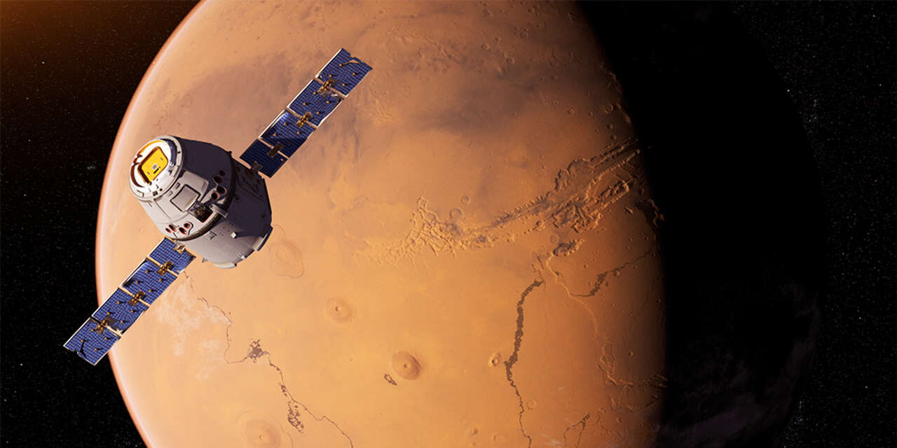 Satellite moving around mars