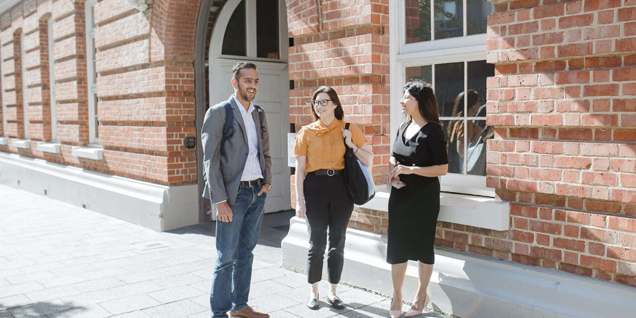 MBA students standing outside CGSB