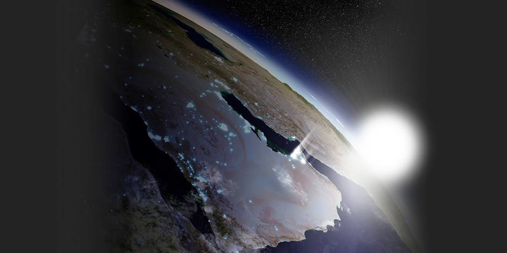 Sunrise from space over Earth