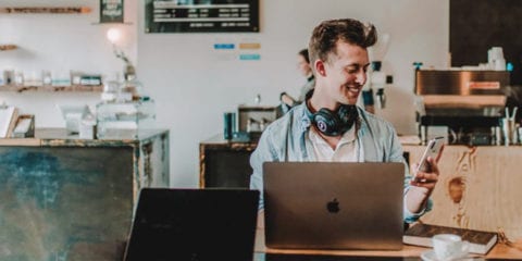 Student on laptop.